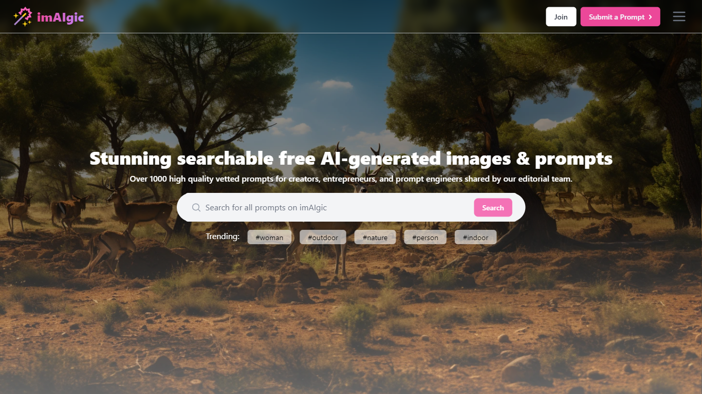 imAIgic is a free searchable database of outstanding AI generated images and their prompts.
Our tool scans and categorizes images provided by our communit...