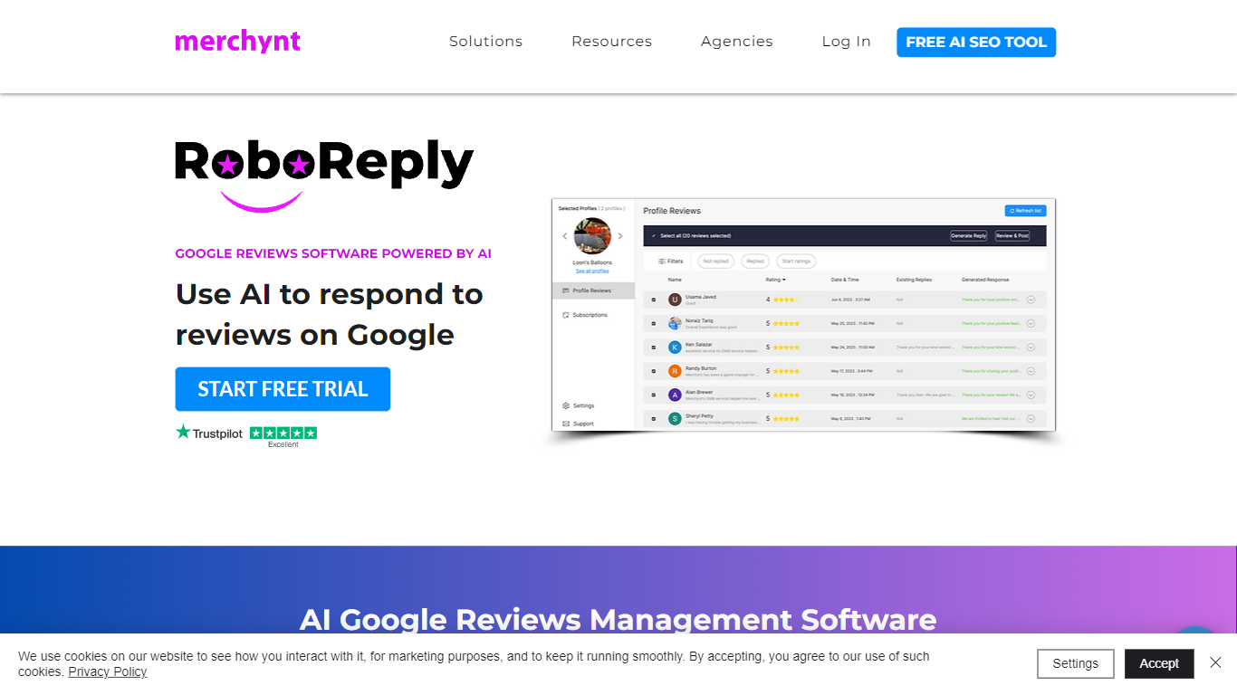 RoboReply AI Google Reviews Software