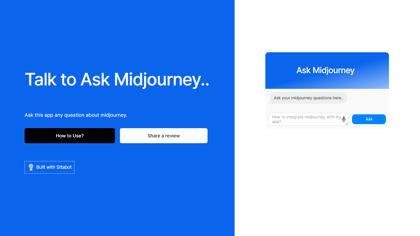 Ask Midjourney By Sttabot Dashboard