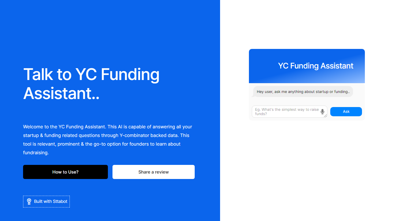 YC Funding Assistant By Sttabot