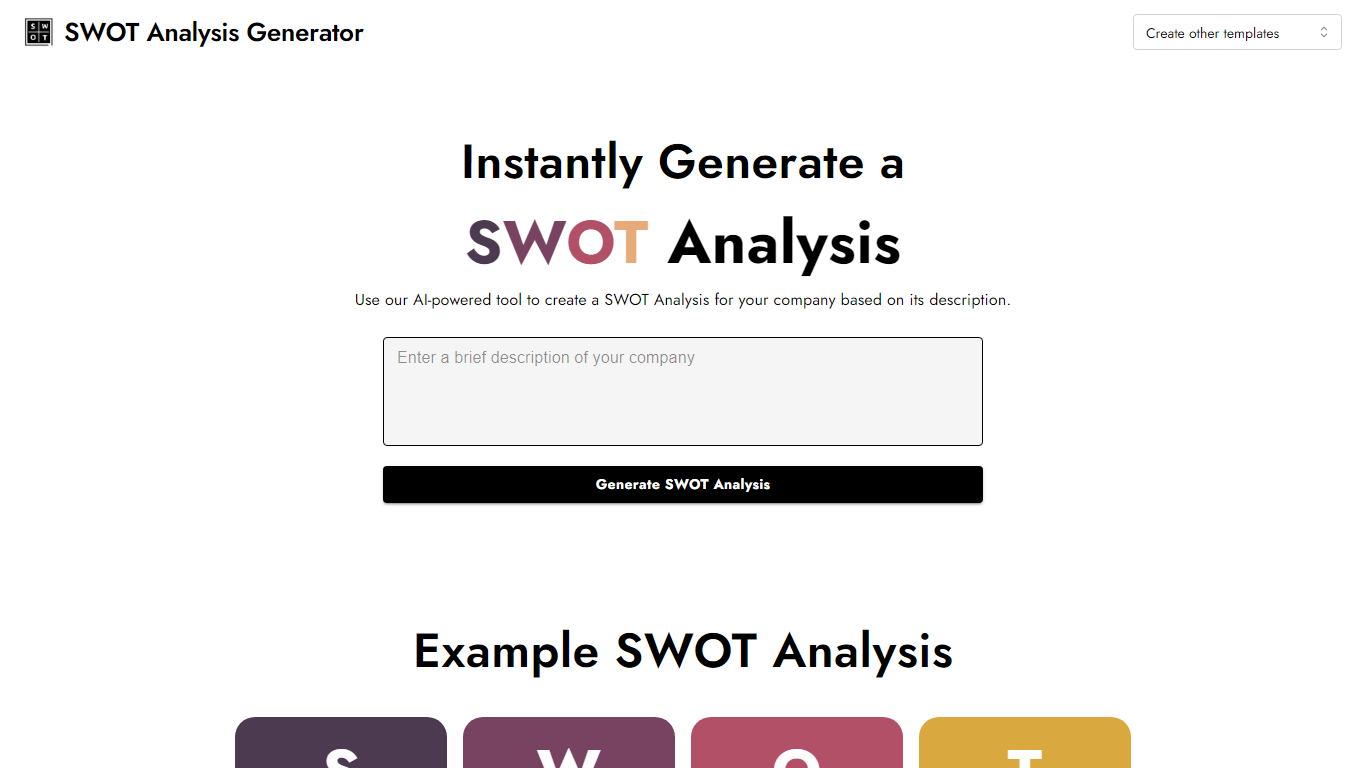 SWOT Analysis - SWOT Analysis Generator}