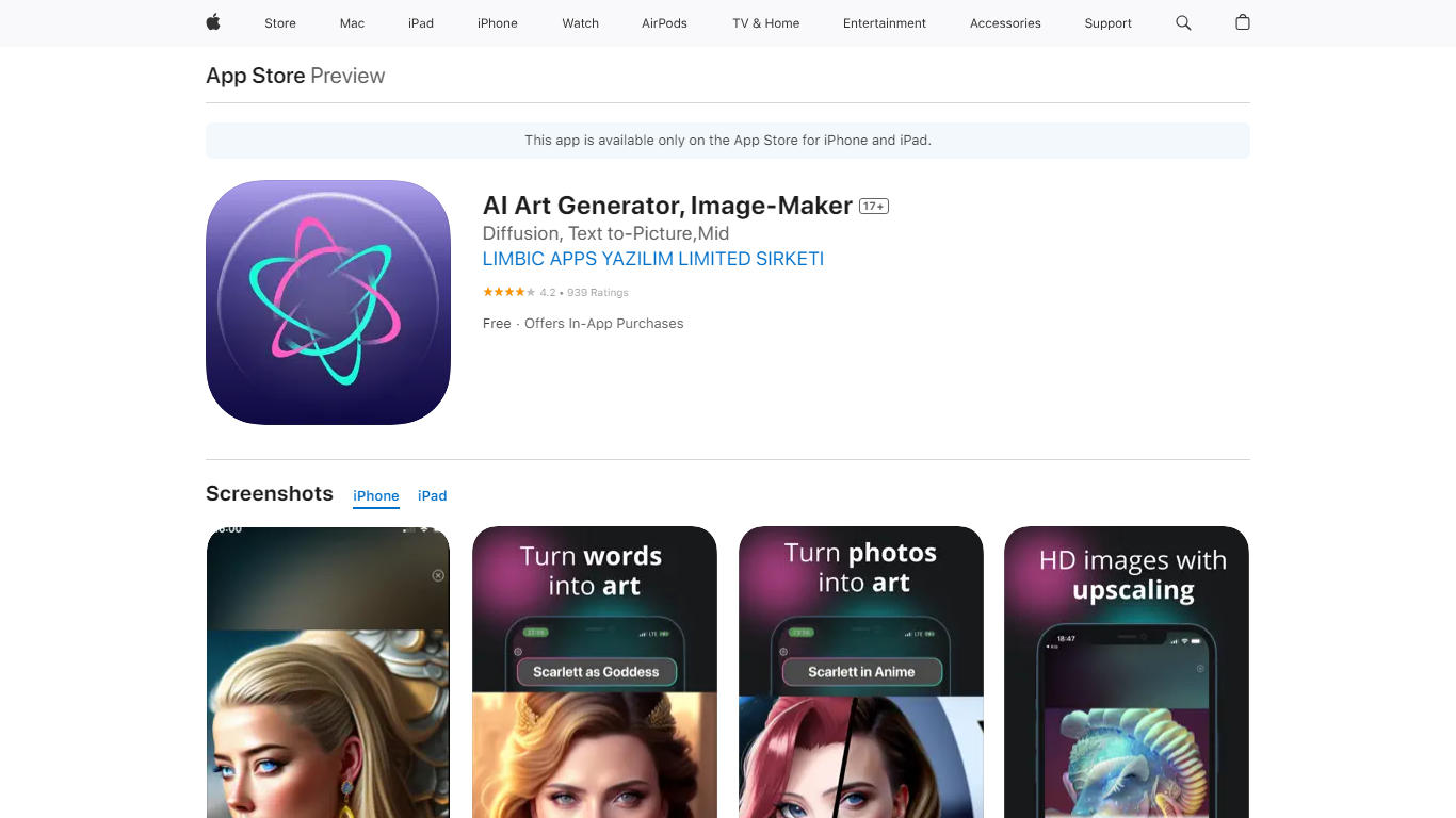 ‎AI Art Generator, Image-Maker