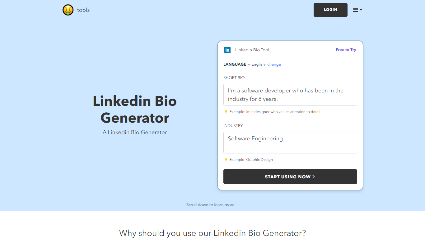 Linkedin Bio Generator | nichesss