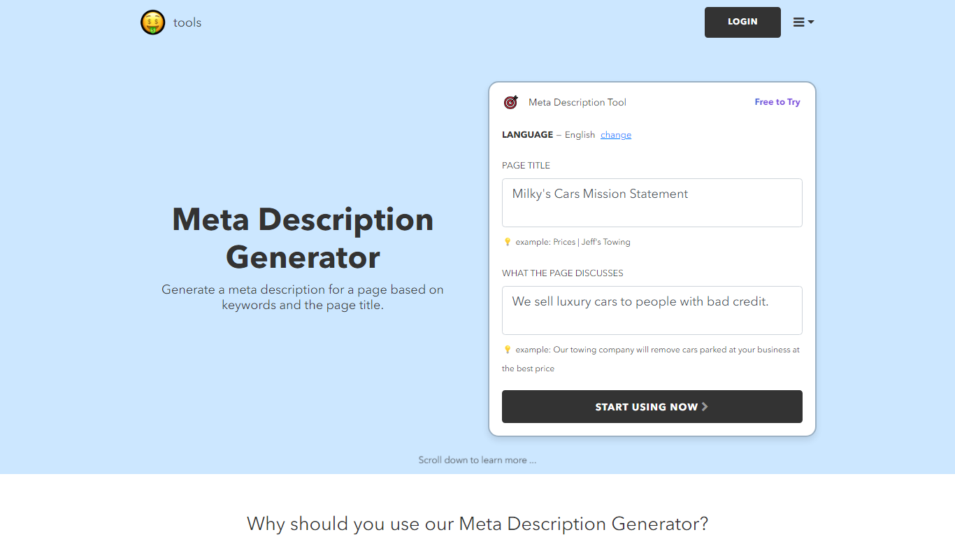 Meta Description Generator | nichesss