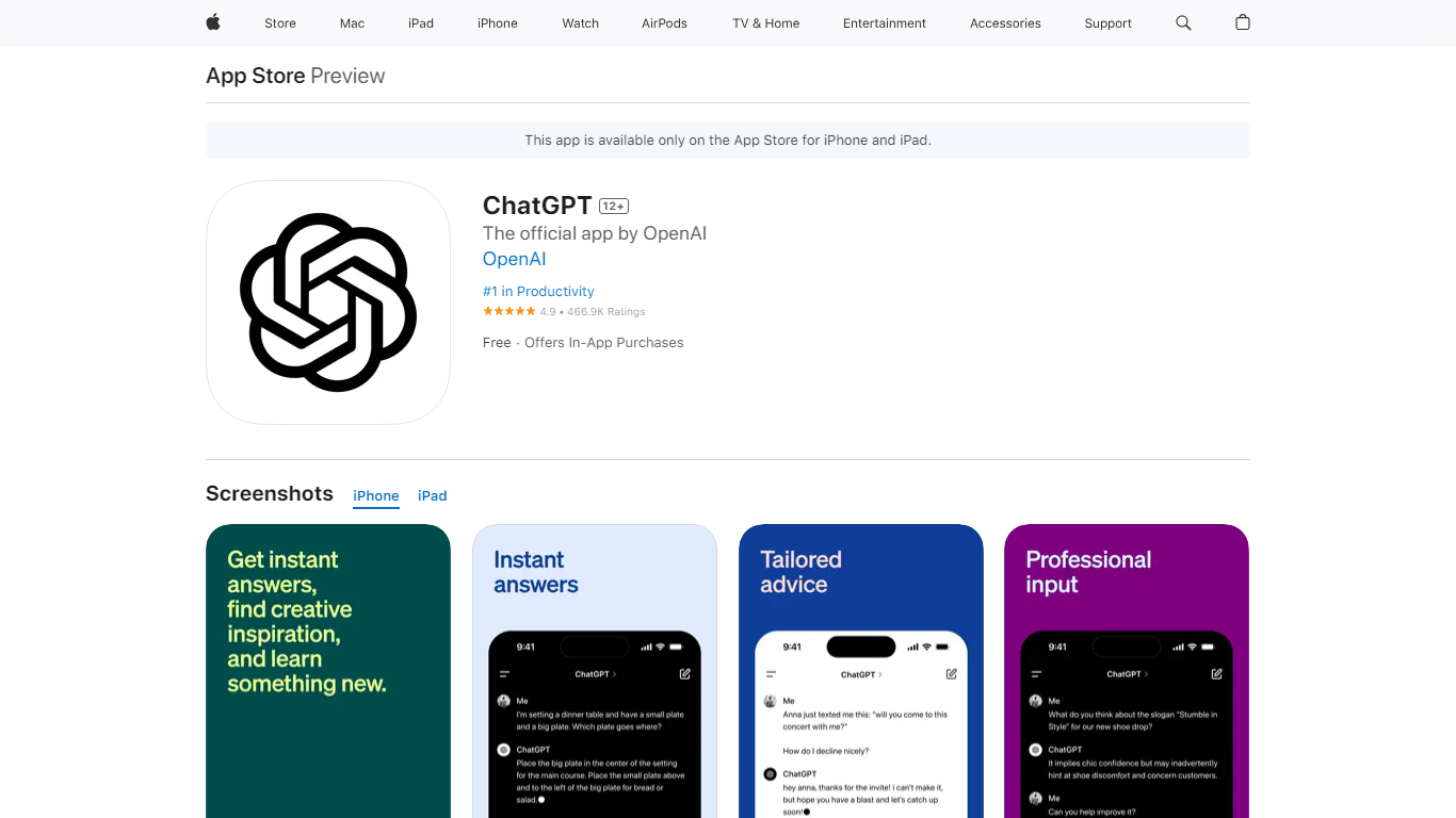 âChatGPT on the AppÂ Store