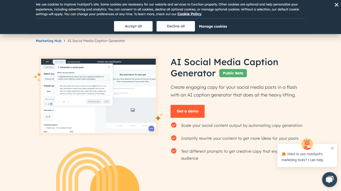 AI Social Caption Generator | HubSpot