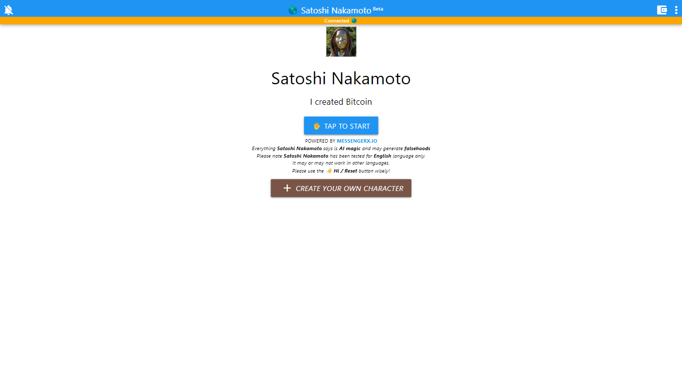 Satoshi Nakamoto on Messengerx
