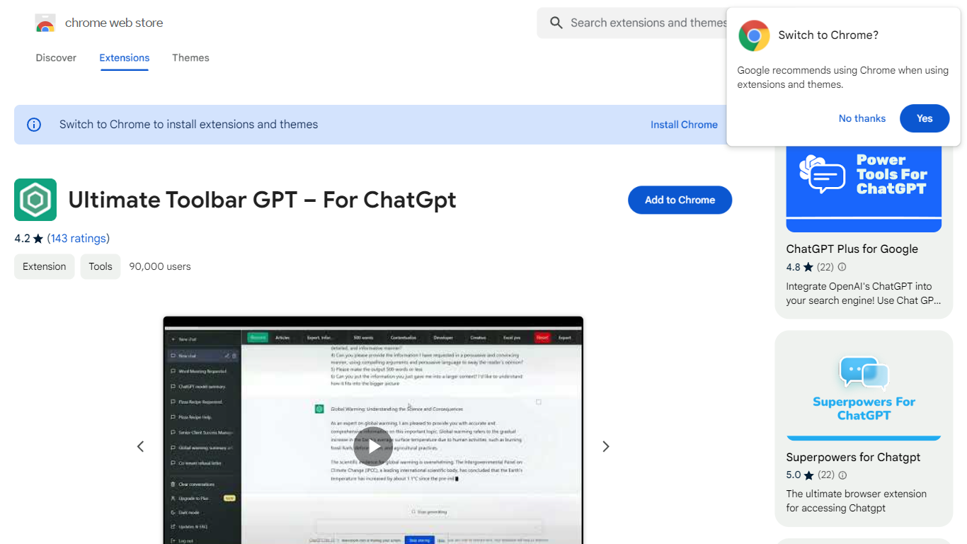 Ultimate Toolbar GPT â For ChatGpt - Chrome Web Store