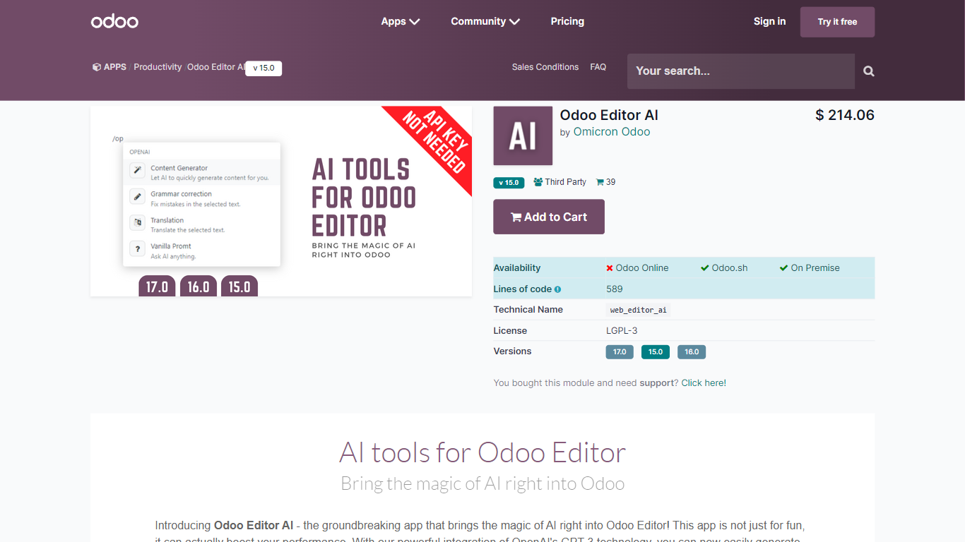Odoo Editor AI | Odoo Apps Store