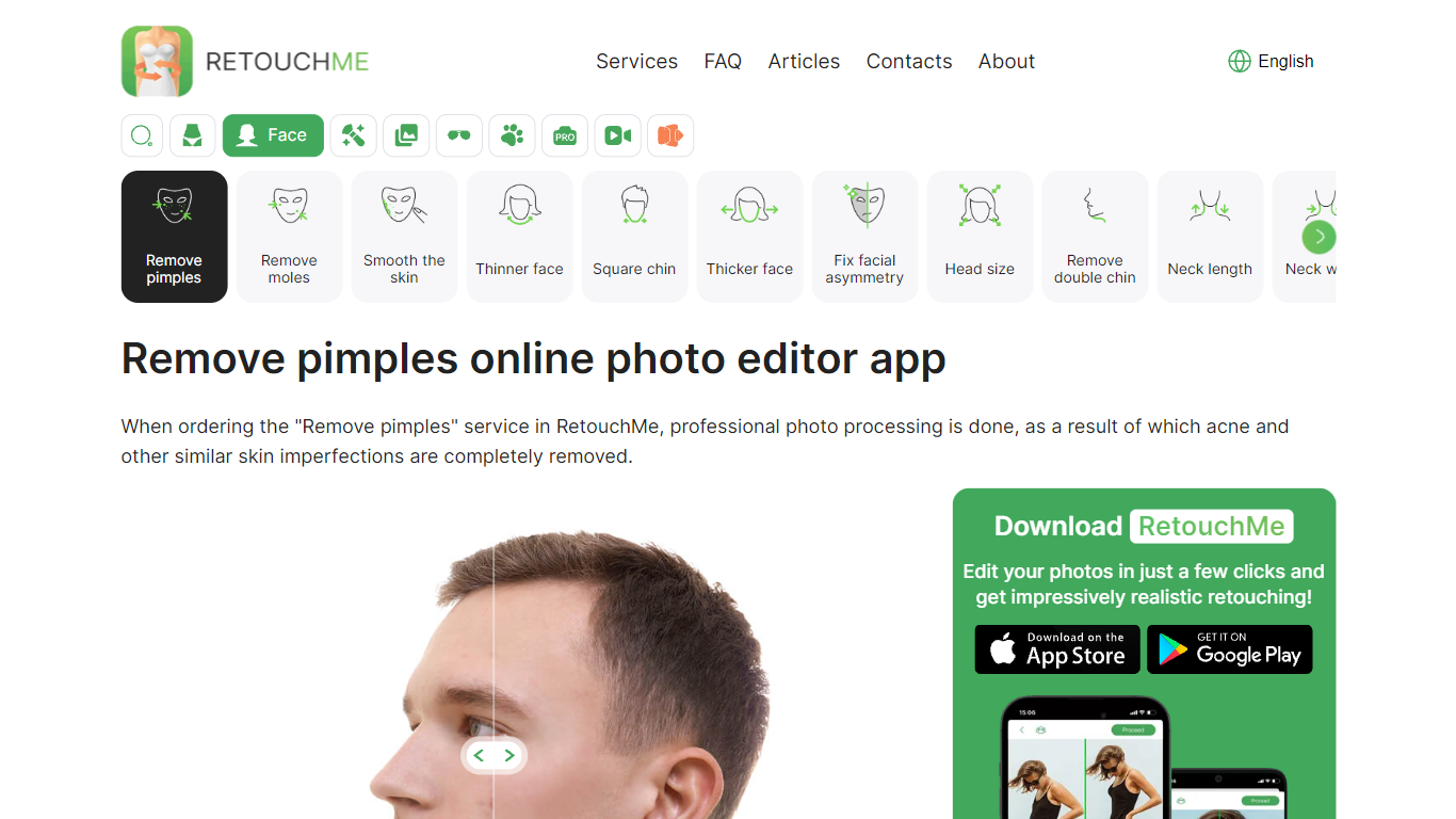Pimple remover app - RetouchMe