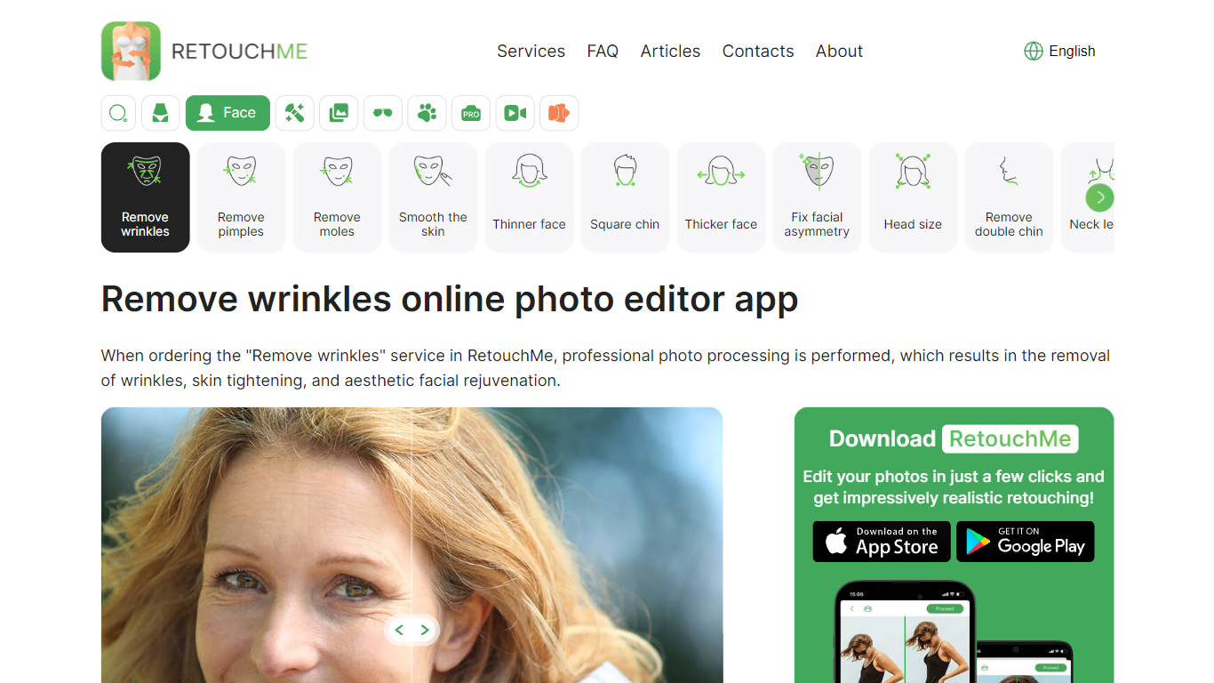 Remove wrinkles - RetouchMe app