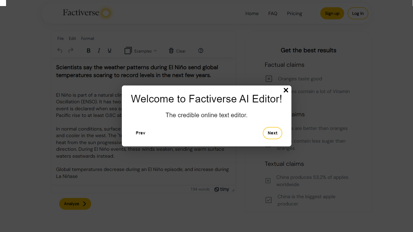 Factiverse AI Editor