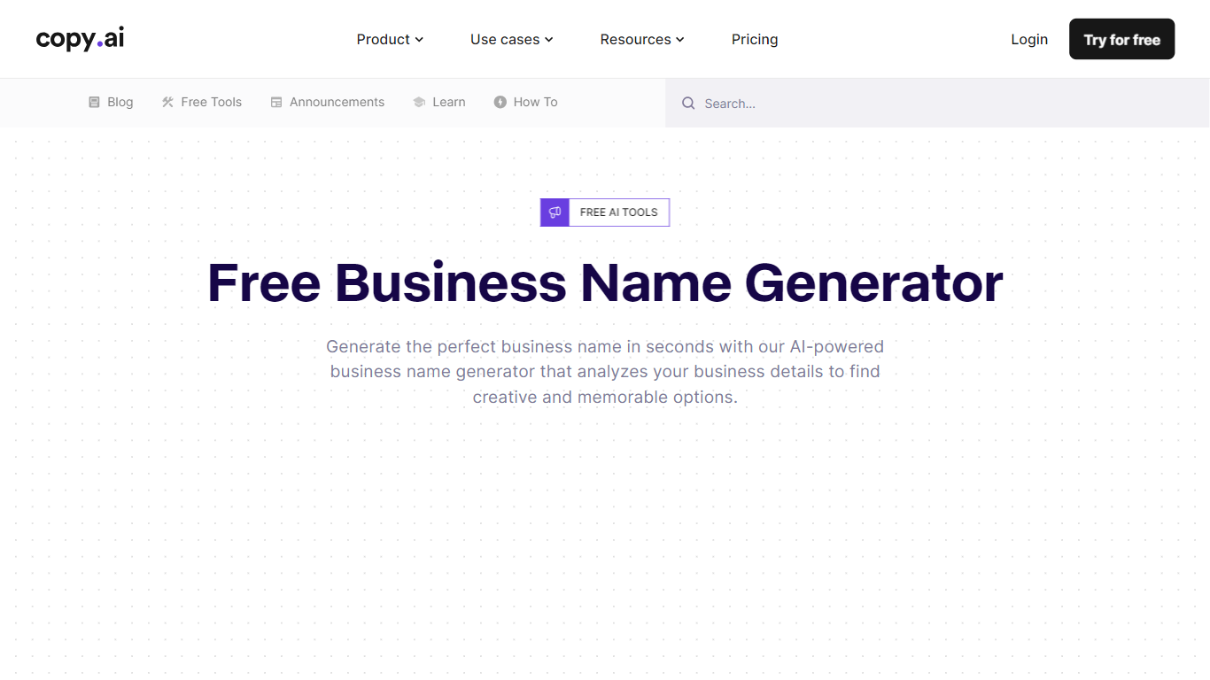 Business Name Generator | copy.ai - Business Name Generator}
