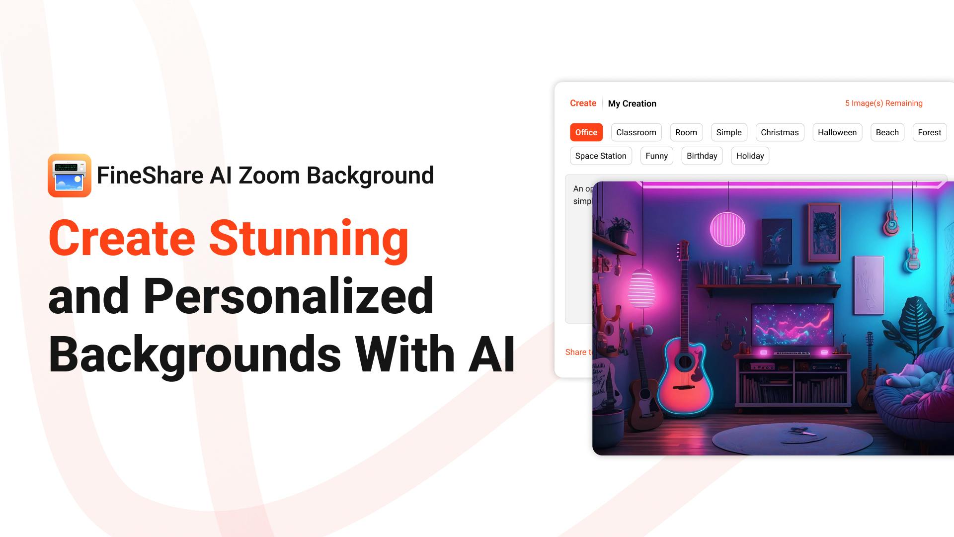 FineShare AI Zoom Background Generator