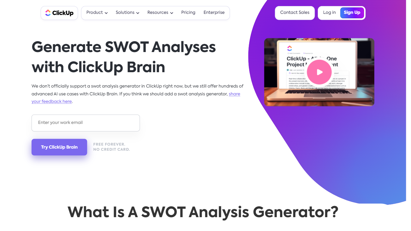 SWOT Analyses with ClickUp Brain - SWOT Analysis Generator}