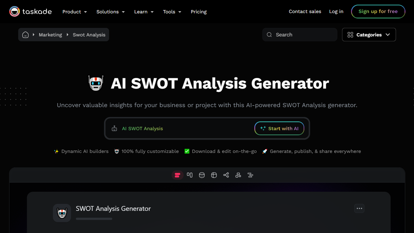 AI SWOT Analysis Generator - Taskade - SWOT Analysis Generator}