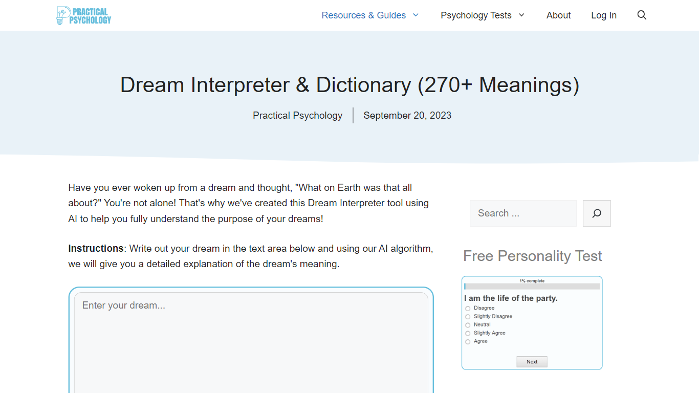 Dream Interpreter & Dictionary