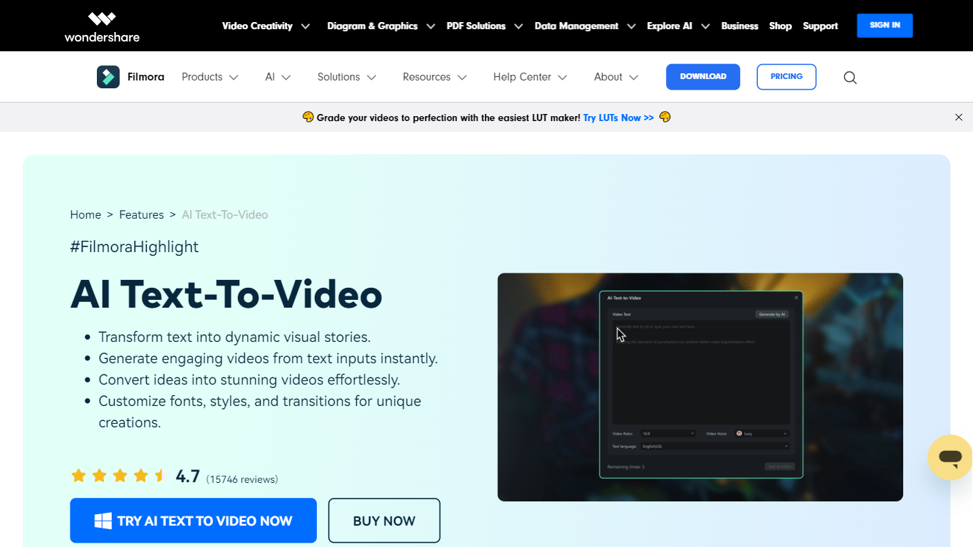 AI Text-To-Video - Filmora