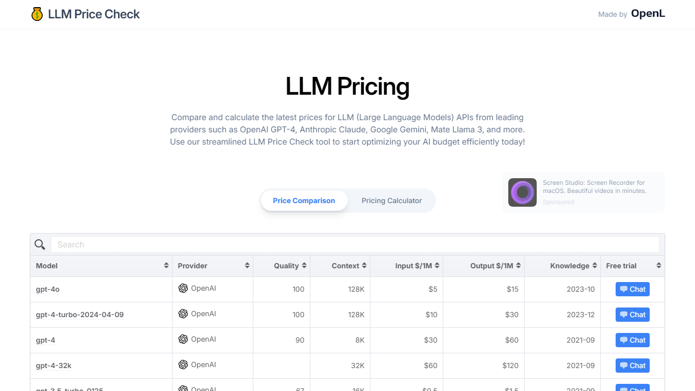 LLM Pricing  Checker