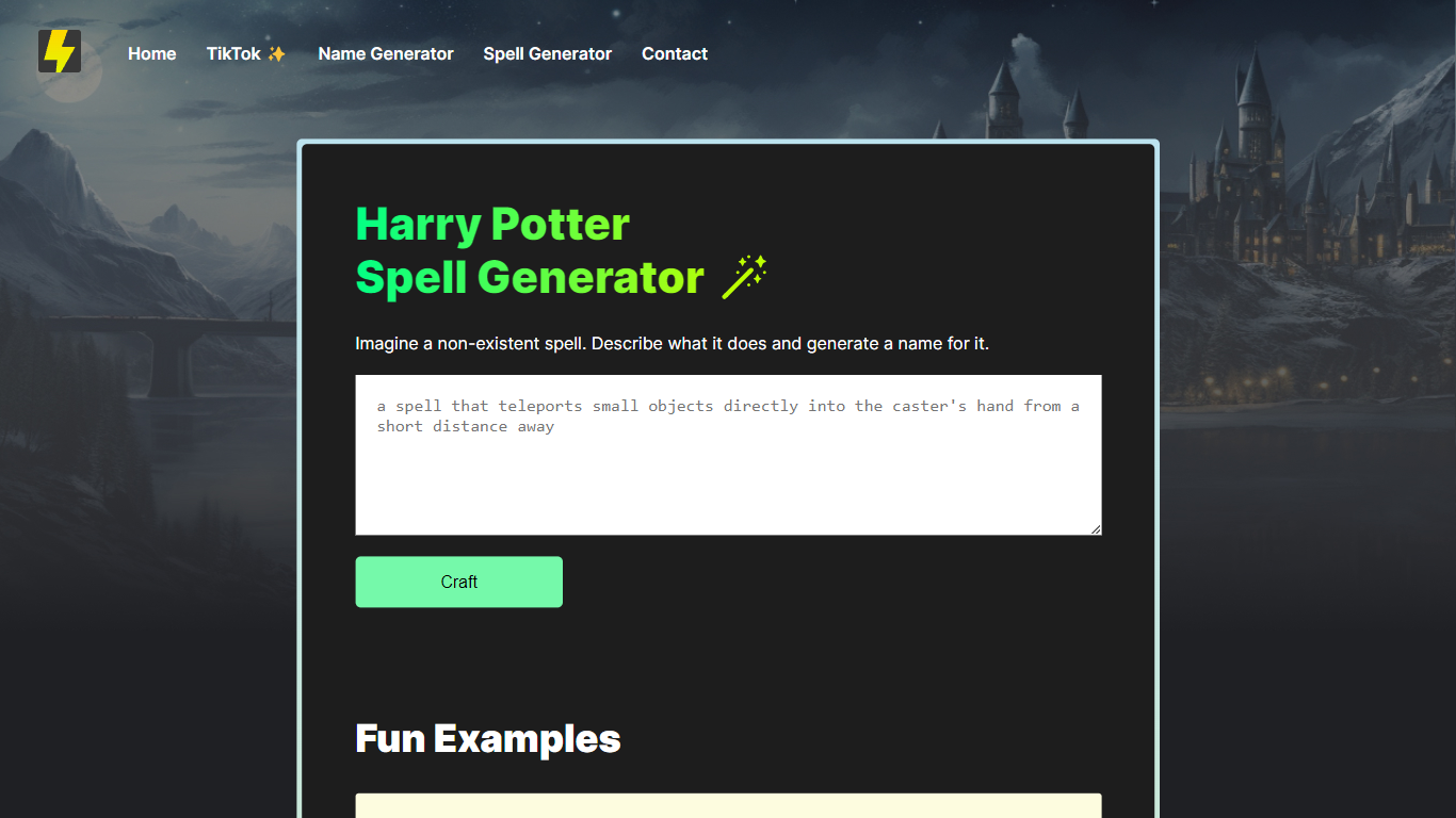 Harry Potter Spell Generator