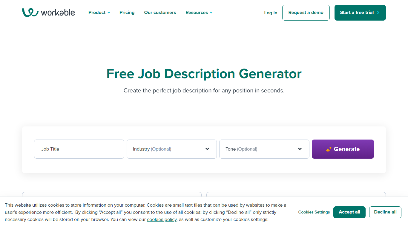 Job Description Generator By Workable