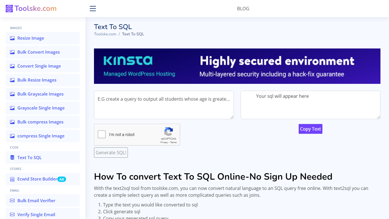 Text To SQL By Toolske