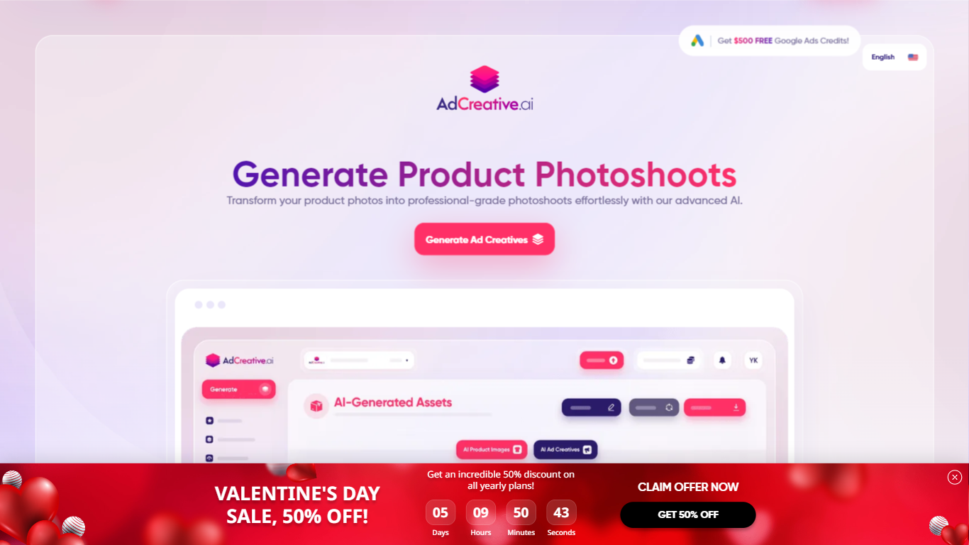 Generate Product Photoshoots for Ads - AdCreative AI