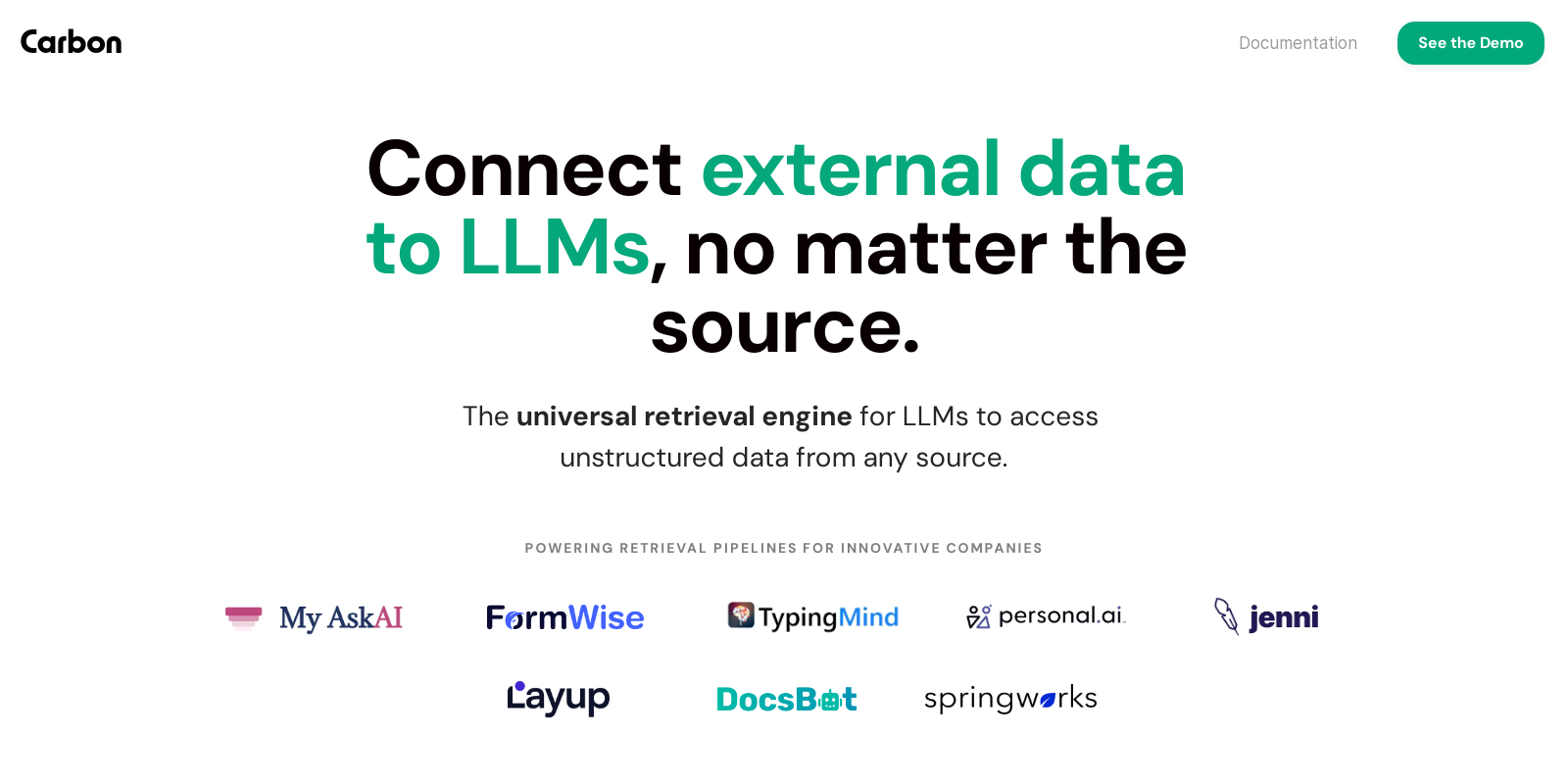 Carbon AI: Connect external data to LLMs